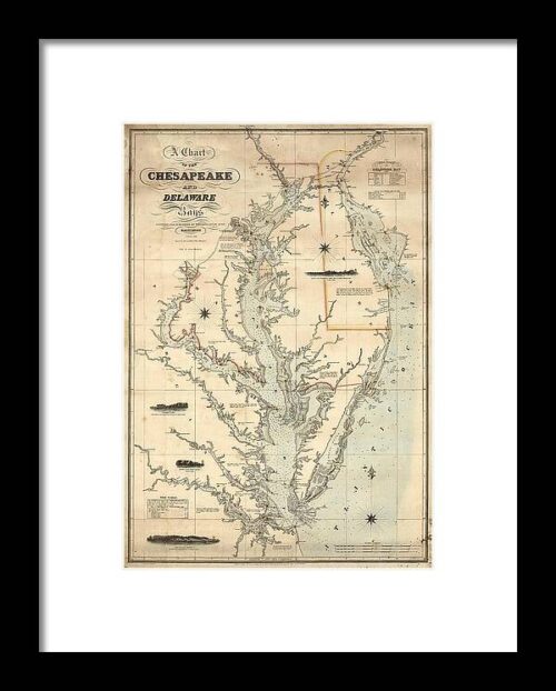 A Chart of the Chesapeake And Delaware Bays 1862 Framed Print
