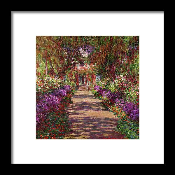 A Pathway in Monet's Garden Framed Print