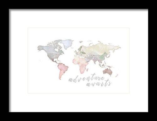 Adventure Awaits World Map Framed Print