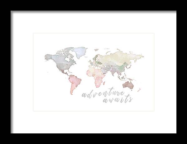 Adventure Awaits World Map Framed Print