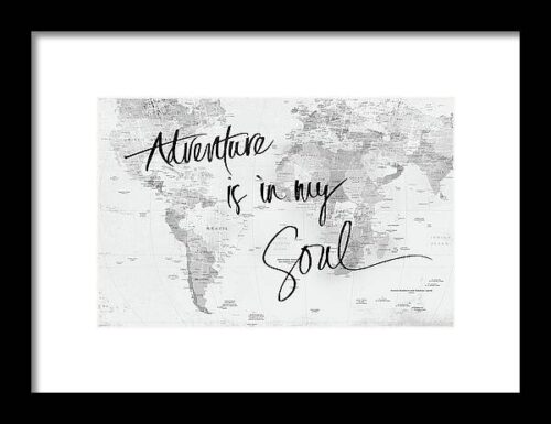 Adventure Map Gray Framed Print