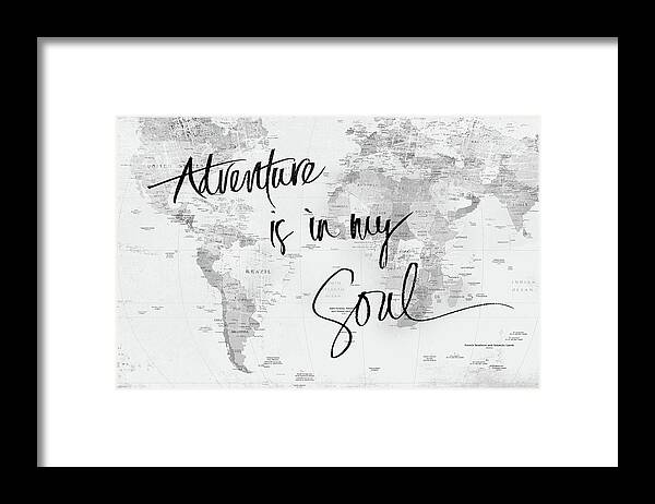 Adventure Map Gray Framed Print