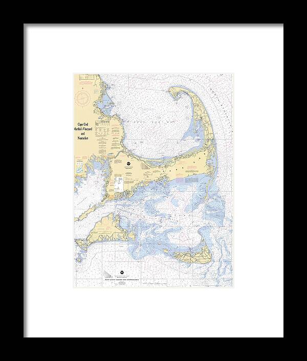 Cape Cod, Martha's Vineyard and Nantucket Massachusetts Custom Nautical Chart Framed Print