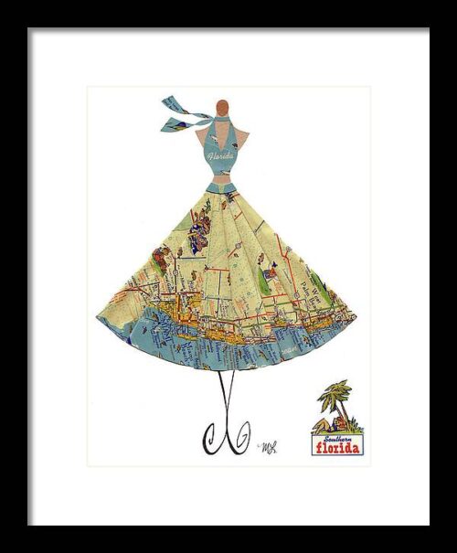 Florida Map Dress Framed Print