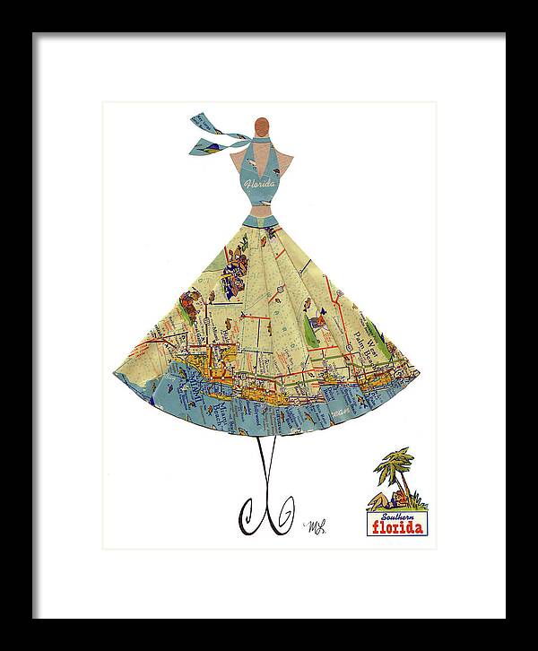 Florida Map Dress Framed Print
