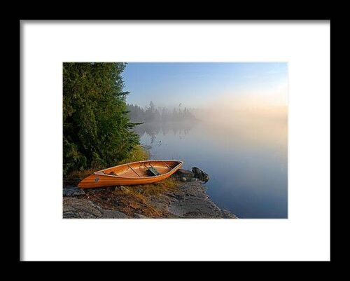 Foggy Morning on Spice Lake Framed Print