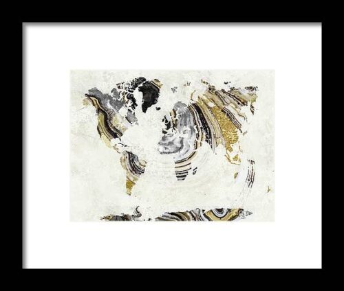 Geode Gem World Map Framed Print