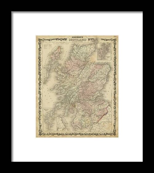 Johnson's Map Of Scotland #1 Framed Print