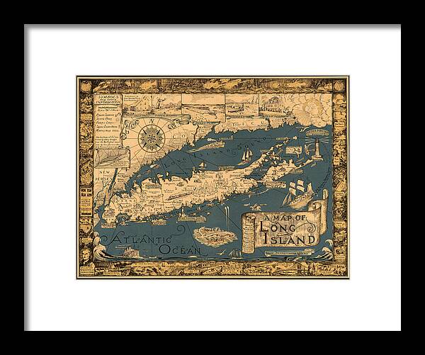 Map of Long Island Framed Print