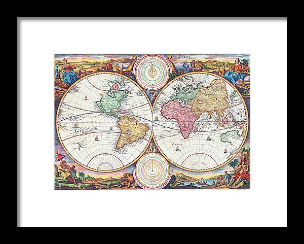 Map of the World by Daniel Stoopendaal Framed Print Map of the World by Daniel Stoopendaal Framed Print