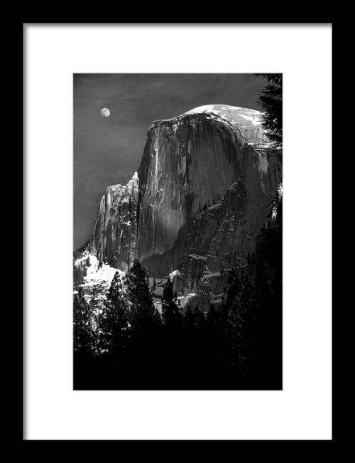 Moon Over Half Dome Framed Print