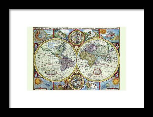 New and Accurate Map of the World a Stereographic Projection Framed Print