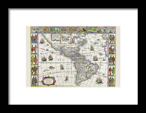 New Map of the Americas Framed Print