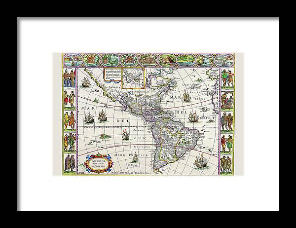 New Map of the Americas Framed Print
