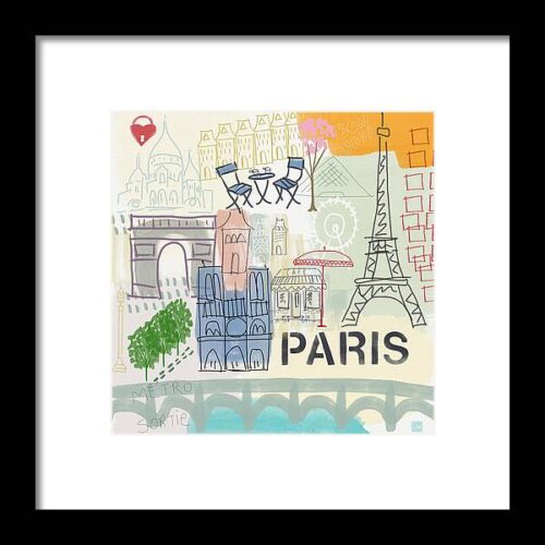 Paris Cityscape- Art by Linda Woods Framed Print