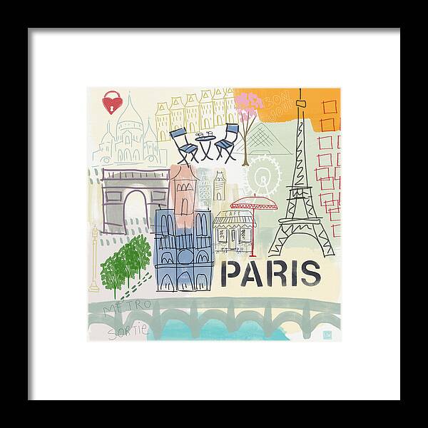 Paris Cityscape- Art by Linda Woods Framed Print