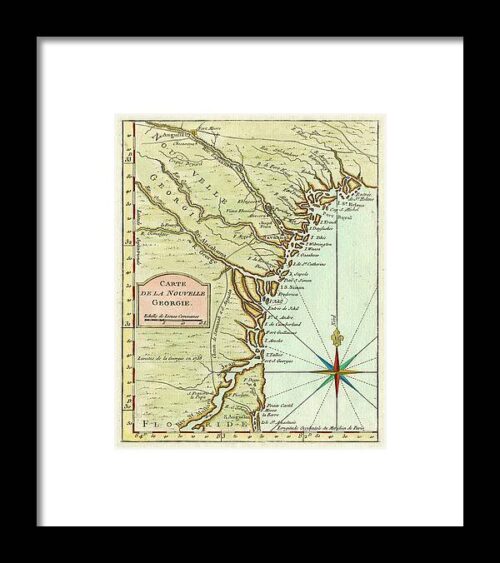 Petite Map Of Georgia Framed Print