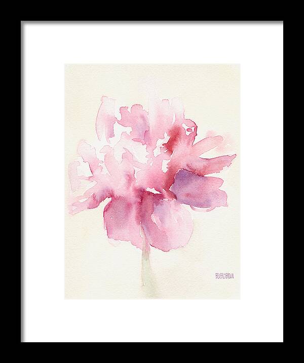 Pink Peony Watercolor Paintings of Flowers Framed Print