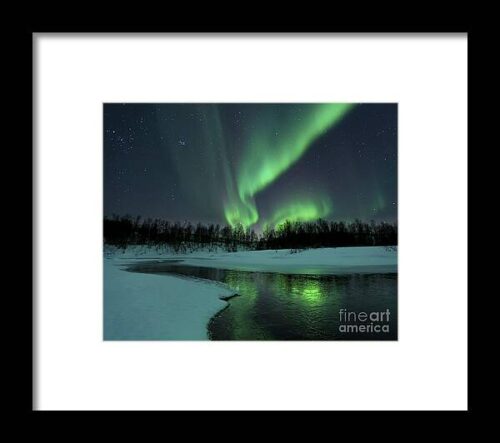 Reflected Aurora Over A Frozen Laksa Framed Print