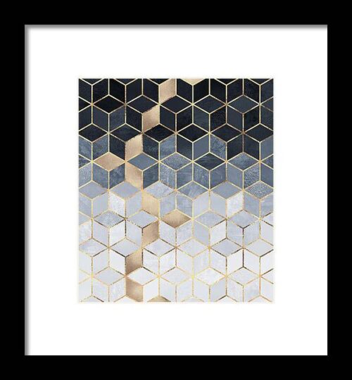 Soft Blue Gradient Cubes Framed Print