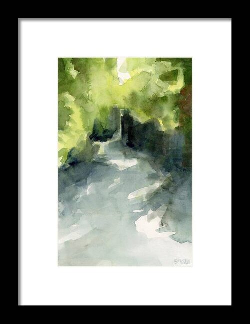 Sunlight and Foliage Conservatory Garden Central Park Watercolor Painting Framed Print