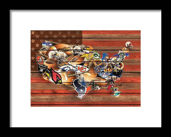 Usa Nfl Map Collage 10 Framed Print
