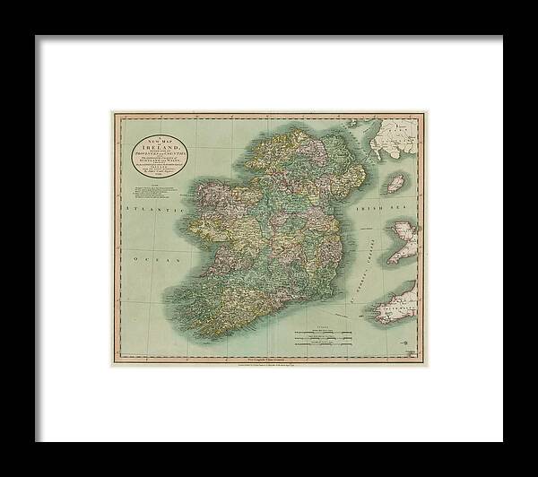 Vintage Map Of Ireland #1 Framed Print