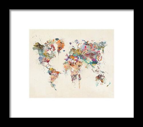 World Map Watercolor #1 Framed Print