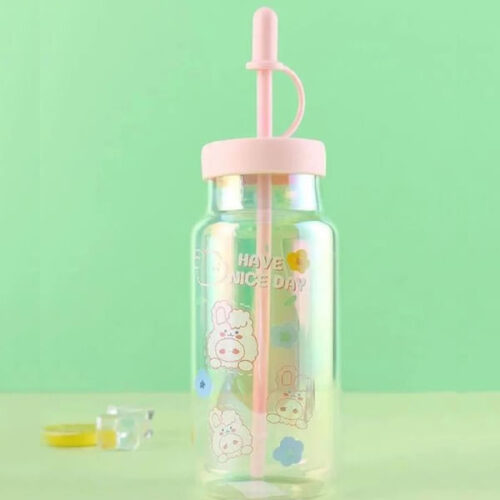Sipper Bottle - Glass - Pink - Single Piece